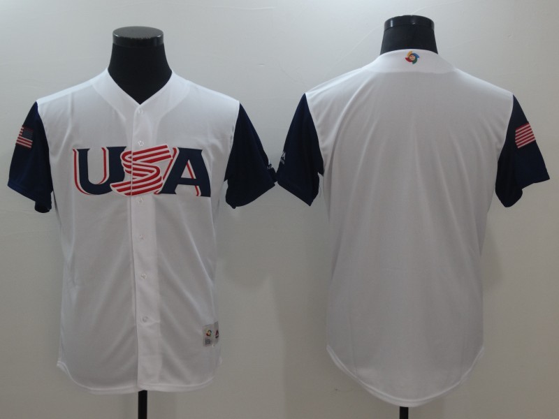 Men USA Baseball Majestic White 2017 World Baseball Classic Authentic Team Jersey